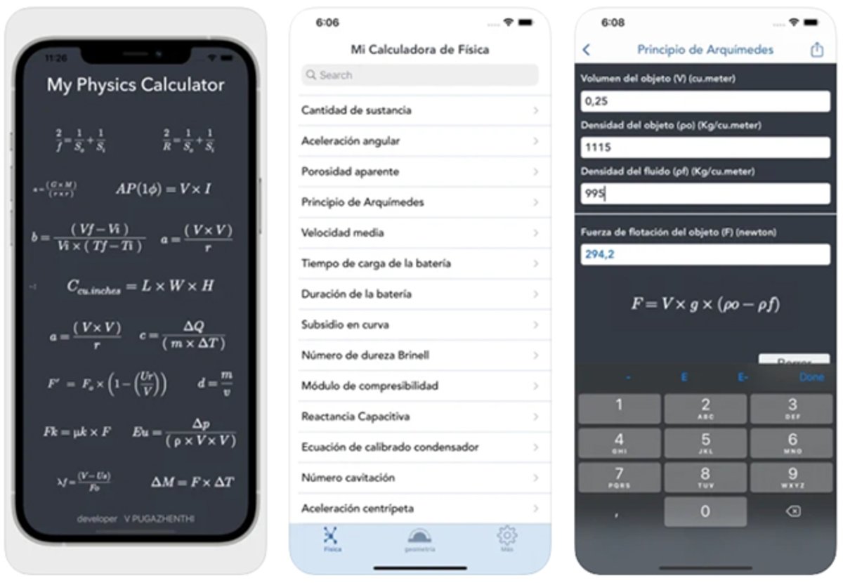 My physics calculator: problems and equations