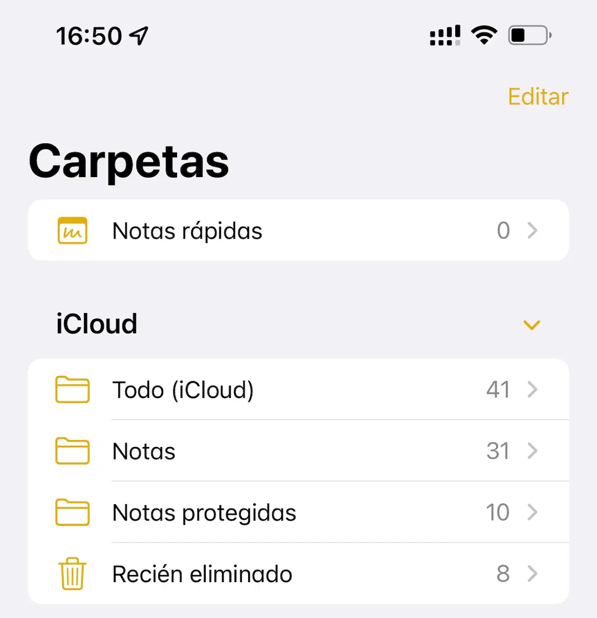 Muestra de app Notas