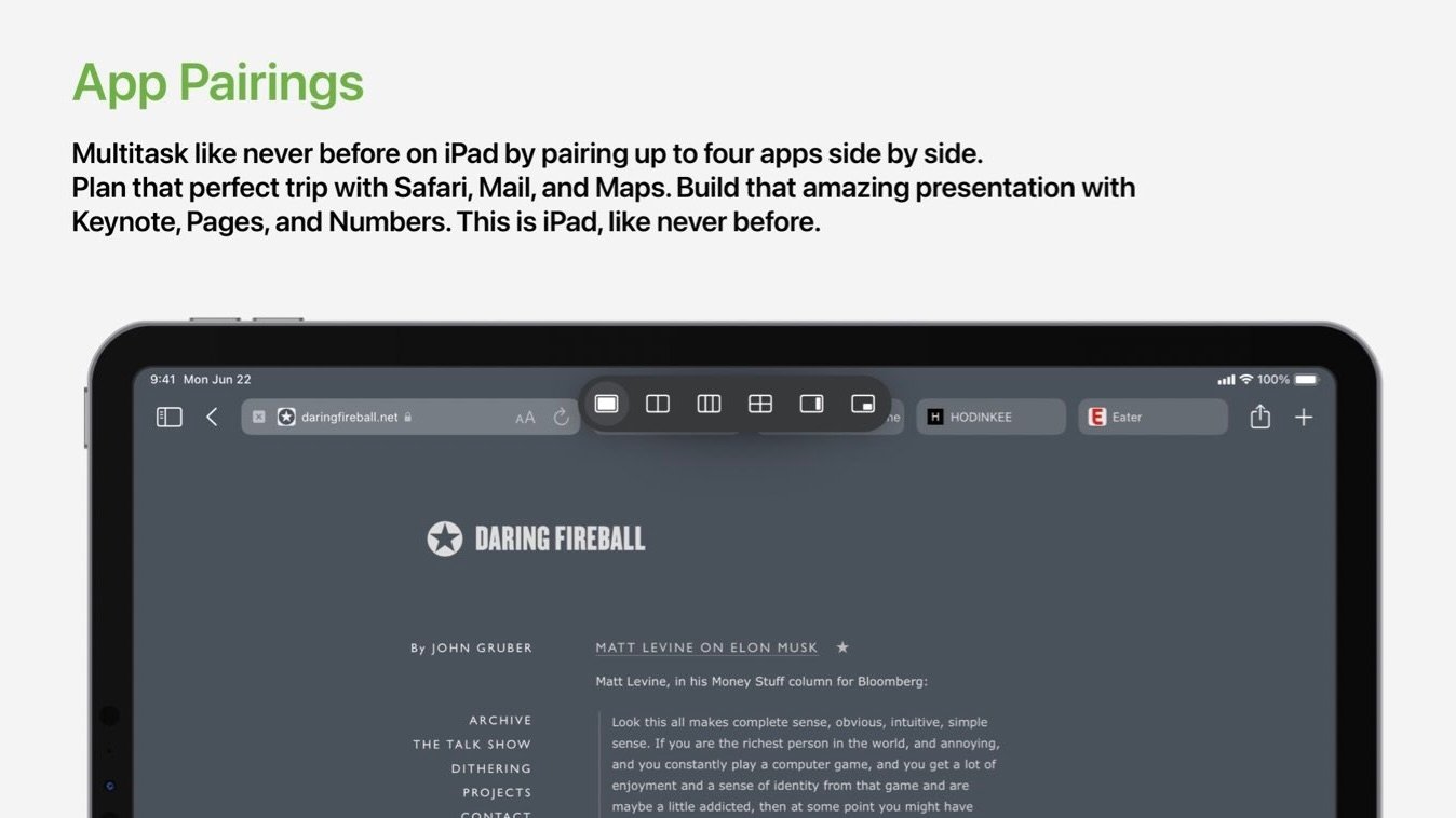 Concepto de iPadOS 16: nuevas opciones de multitarea