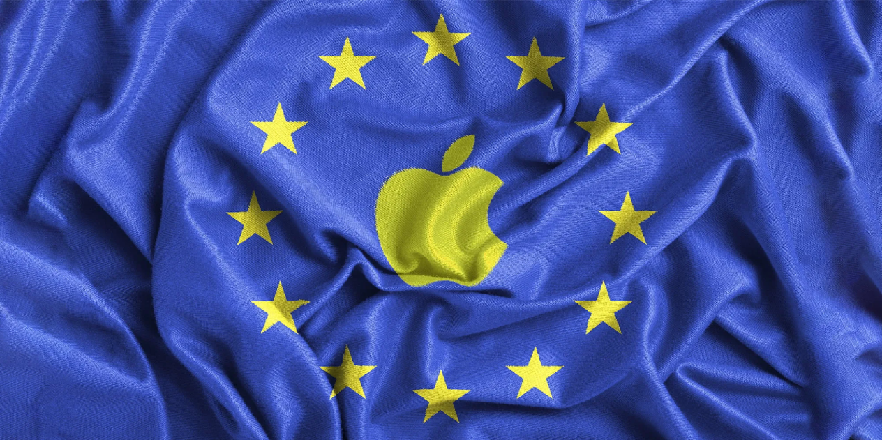 Apple en bandera de Europa