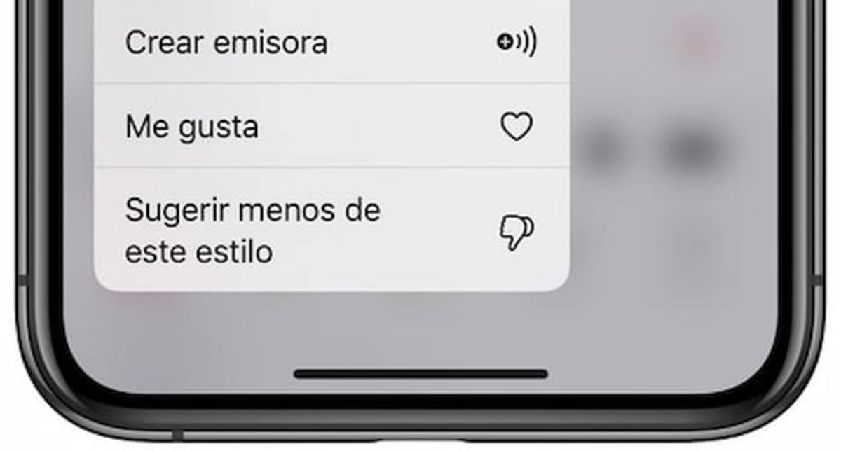 Al presionar la opción sugerir menos como esta, Apple Music dejara de enviarte recomendaciones de el artista o álbum que seleccionaste