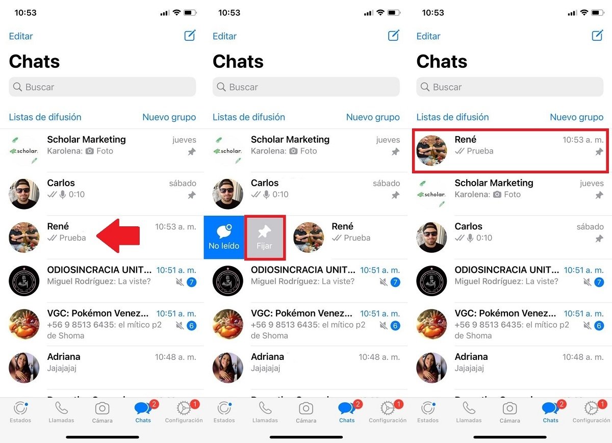 Pasos fijar un chat de WhatsApp en tu iPhone