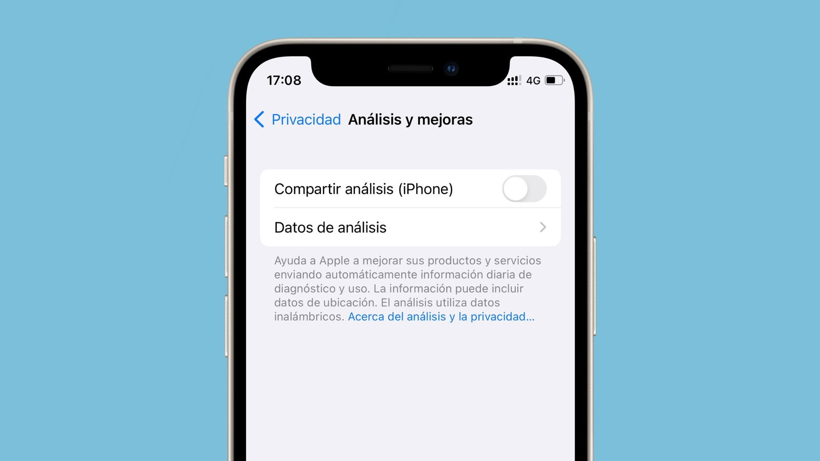 Compartir análisis del iPhone