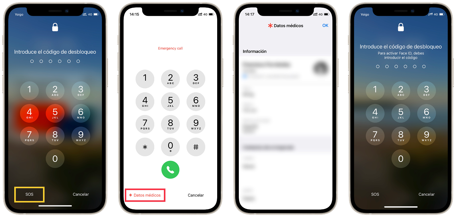 Desactivar Face ID o Touch ID temporalmente accediendo a los datos médicos en el iPhone