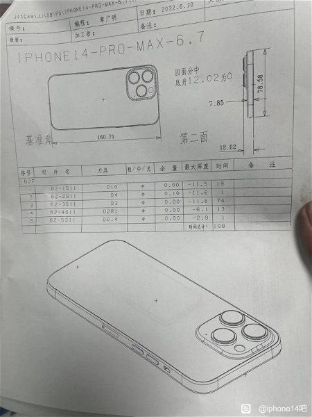 Se filtran unos esquemas del iPhone 14 Pro Max que confirman su diseño