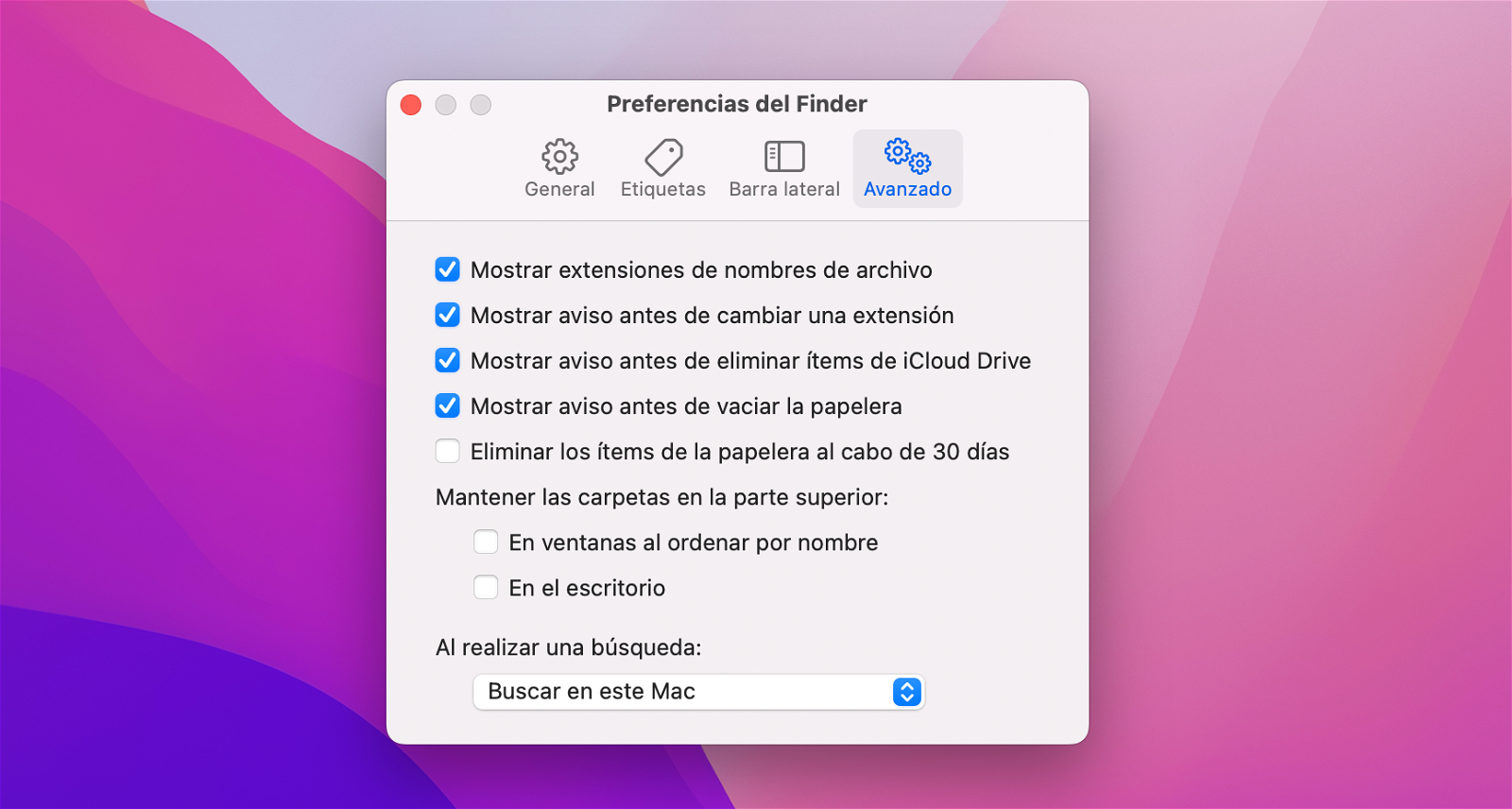 Captura de pantalla de Mac