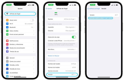 actualización de airpods