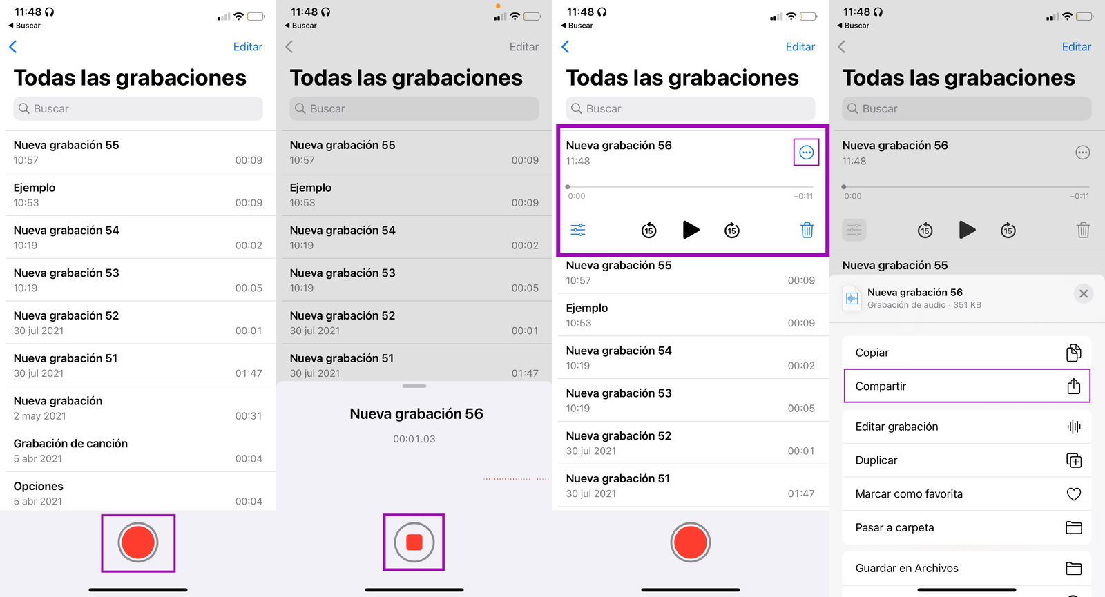 Hacer una grabación en Notas de Voz en el iPhone - Soporte técnico de Apple  (ES)