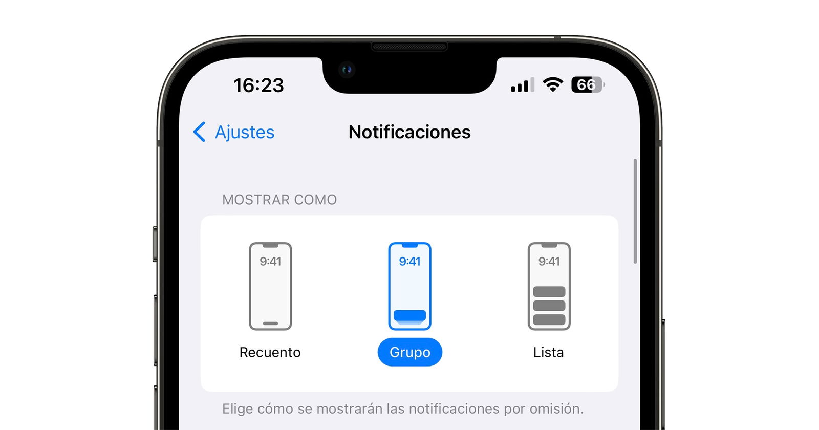 Notificaciones en iOS 16