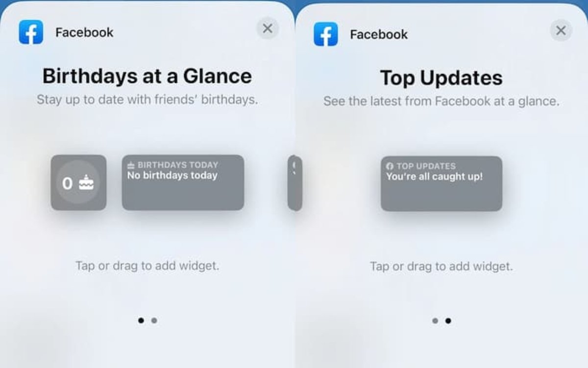 Widgets de Facebook para el bloqueo de pantalla de iPhone