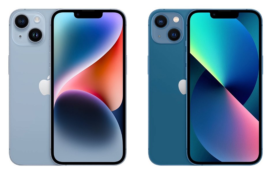iPhone 14 vs iPhone 13 en azul