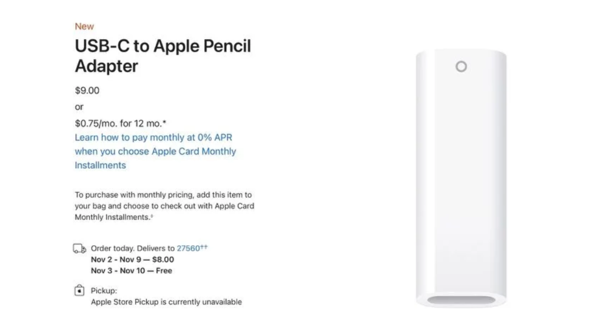 El nuevo iPad es compatible con el Apple Pencil original, pero tendrás que comprar un adaptador