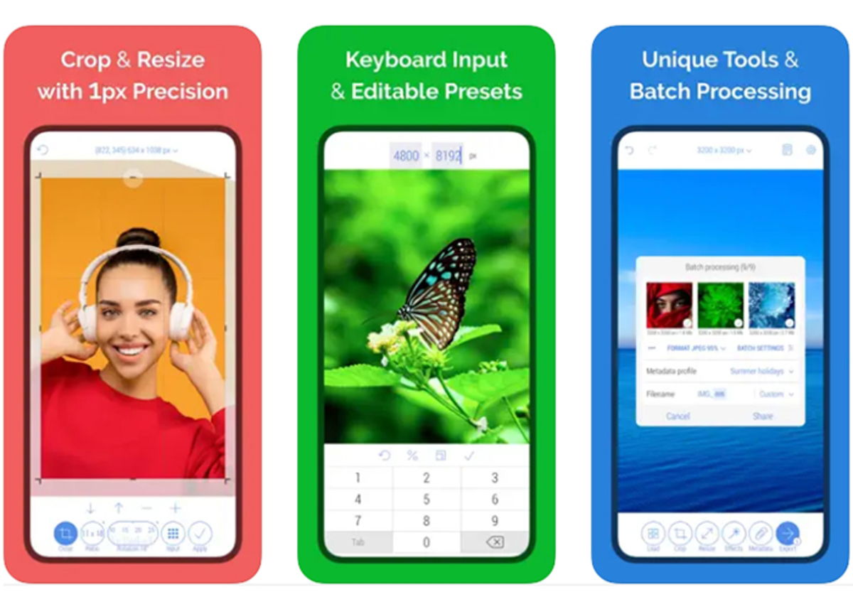 CropSize: recortar, editar, cambiar el tamaño, filtrar, metadatos y más