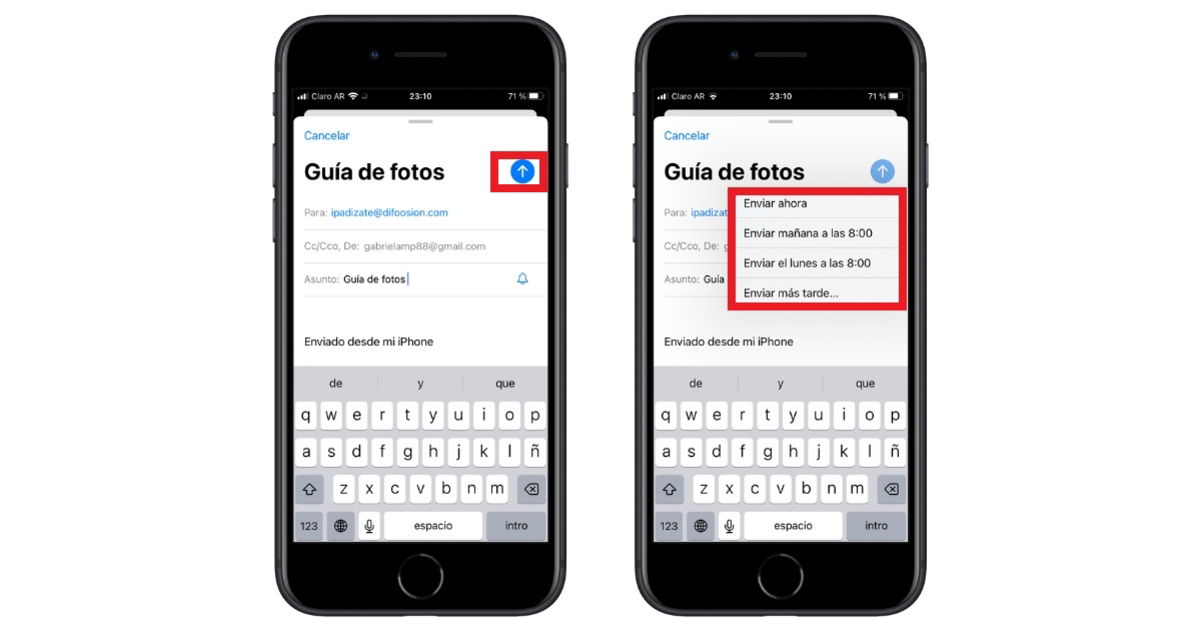 Cómo programar, recordar o deshacer el envío de un mail en el iPhone