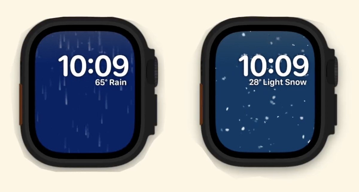 Concepto de esfera app Clima en Apple Watch