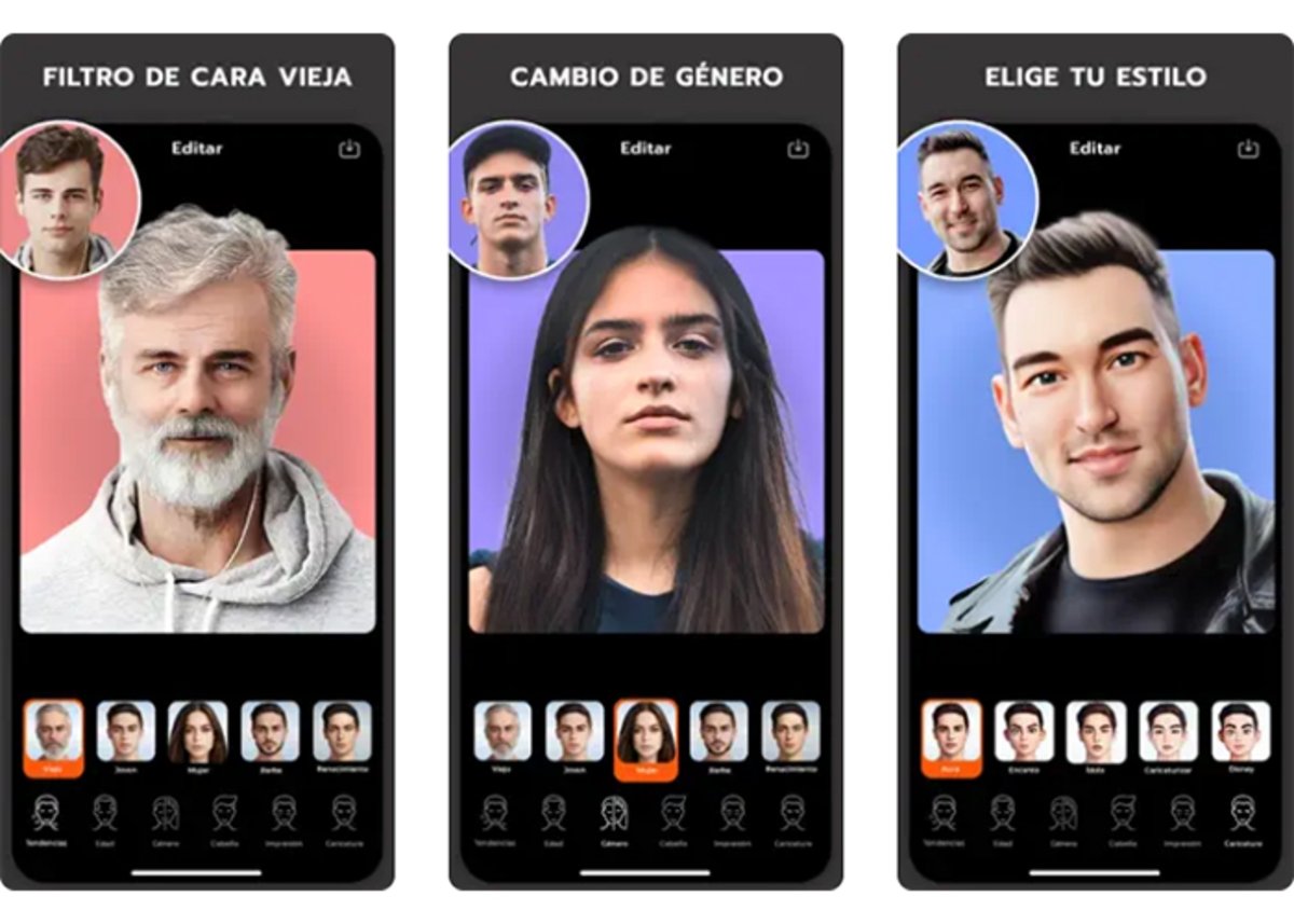 FaceLab: filtros de caras viejas y jóvenes