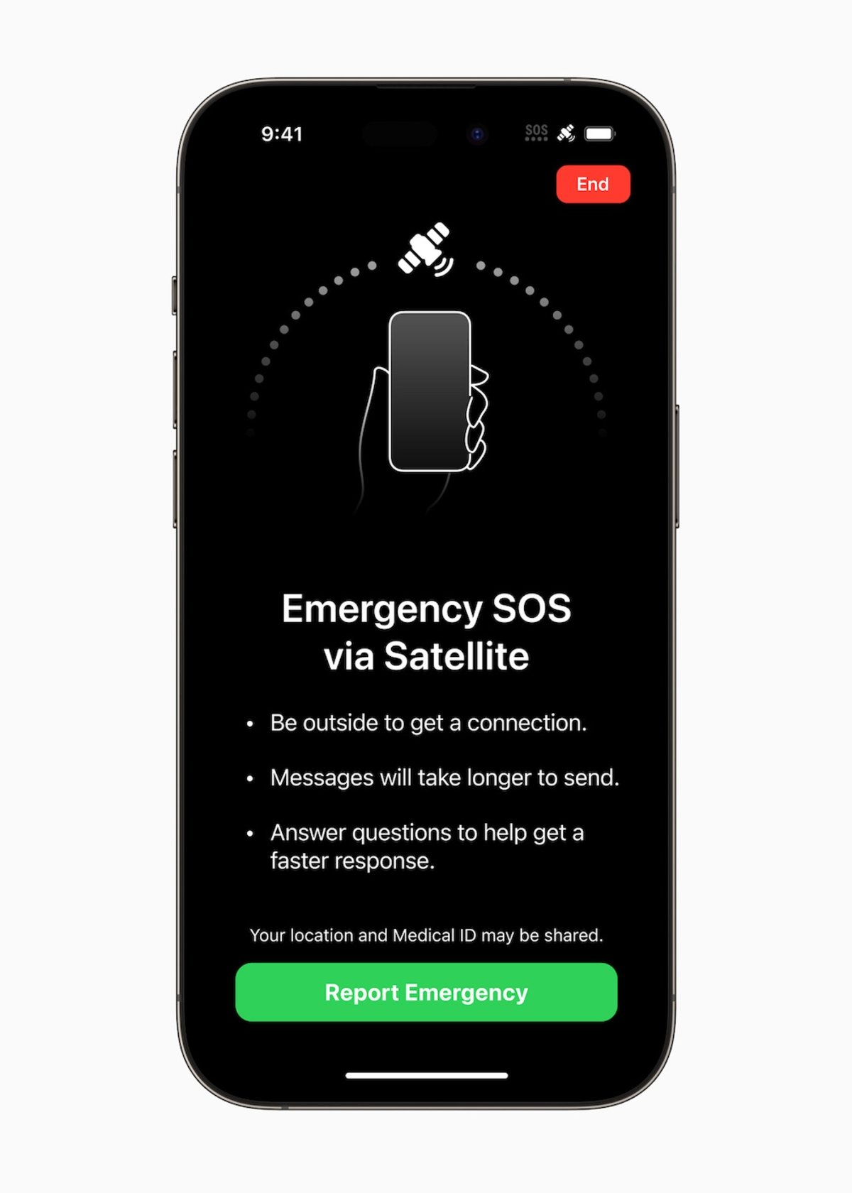 Instrucciones del uso de emergencia SOS en iPhone 14