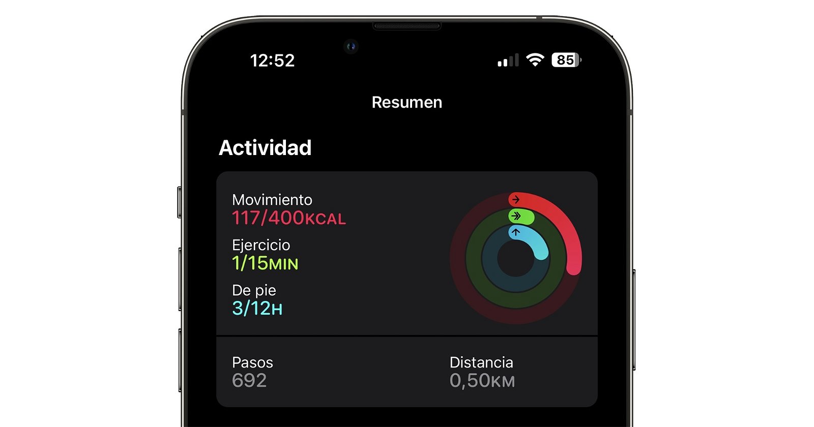App Fitness en el iPhone