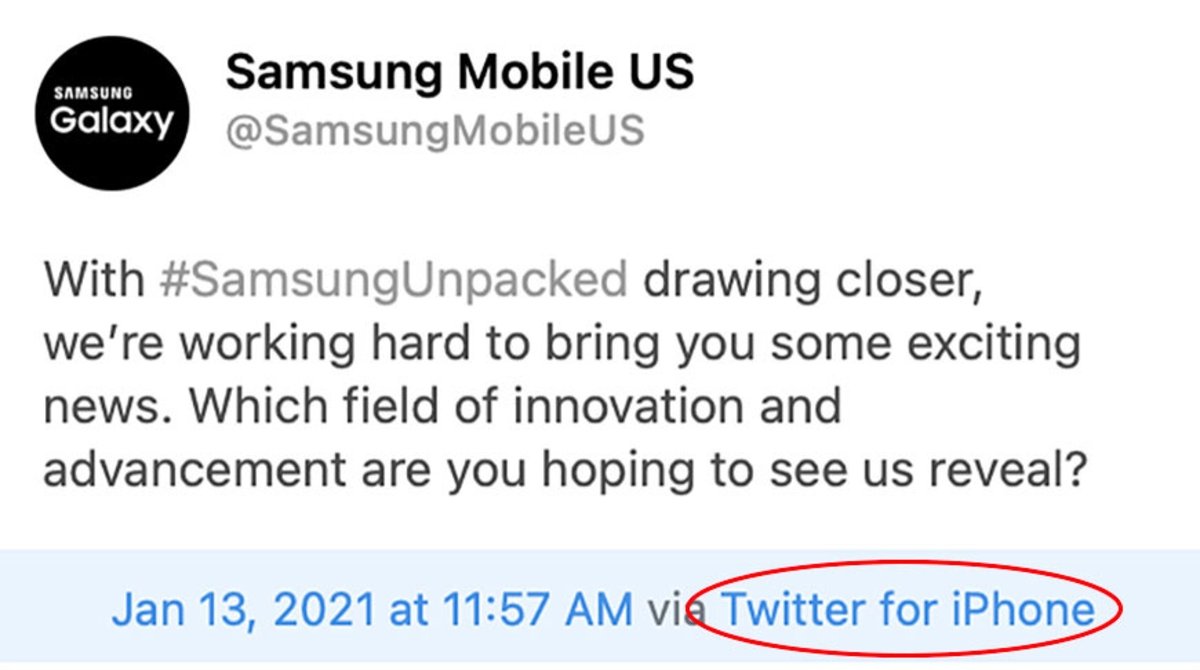 Samsung tuitea desde un iPhone 