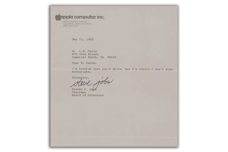 En 1983 escribieron a Steve Jobs una carta pidiendo un autógrafo, y esto es lo que respondió En 1983 escribieron a Steve Jobs una carta pidiendo un autógrafo, y esto es lo que respondió