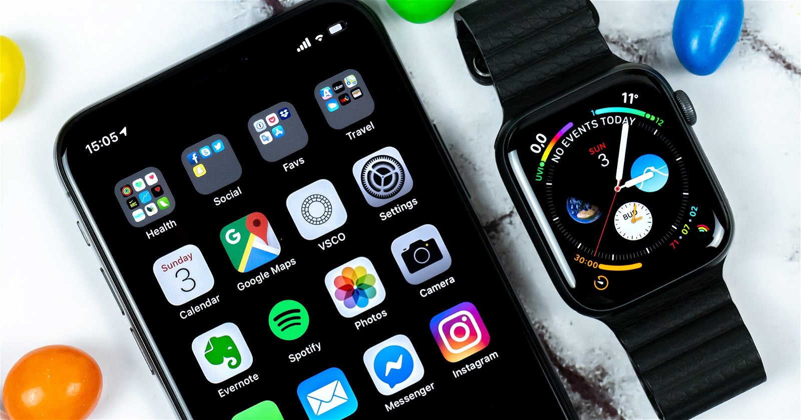 iPhone y reloj de Apple