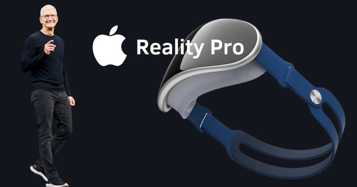 Concepto de gafas realidad mixta Apple y Tim Cook