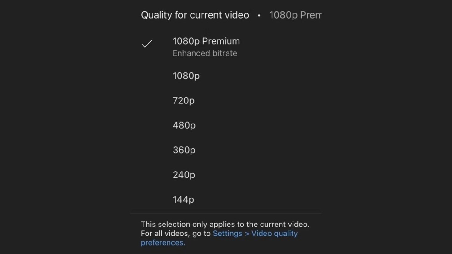Menú YouTube 1080p Premium