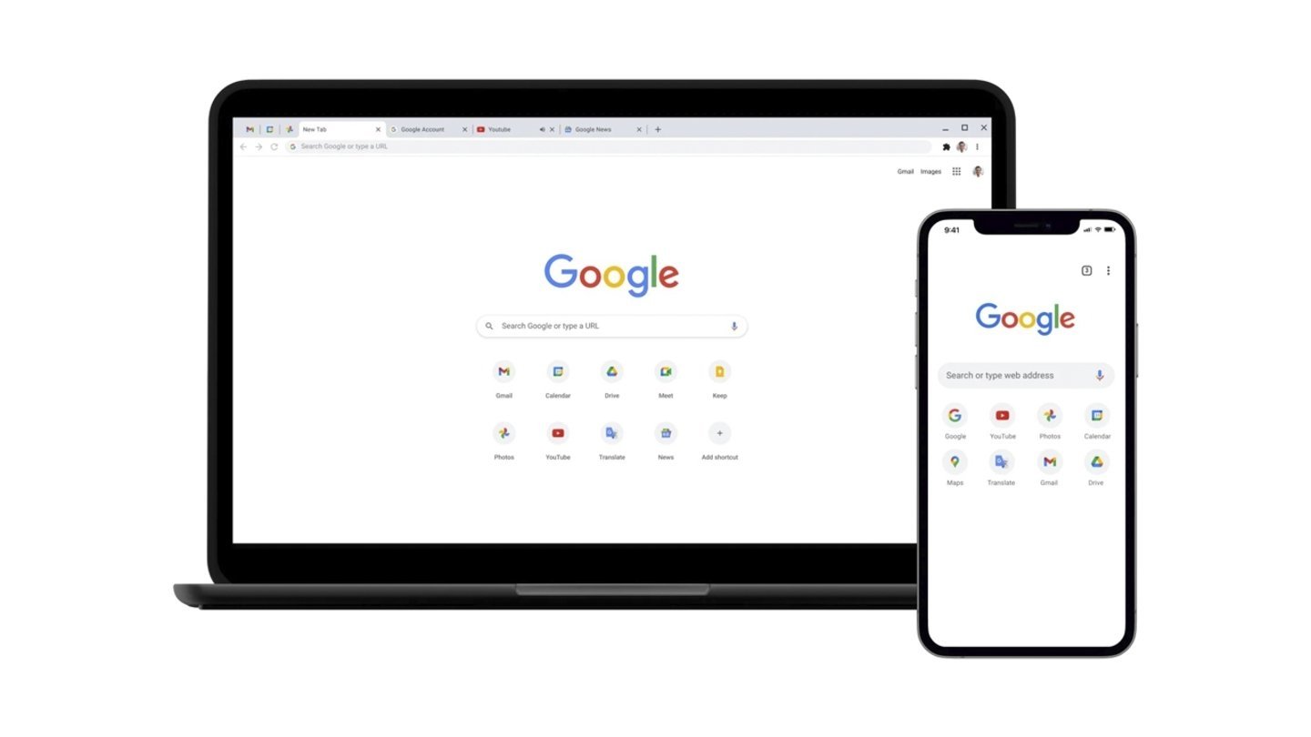 Google Chrome en un ordenador y un iPhone