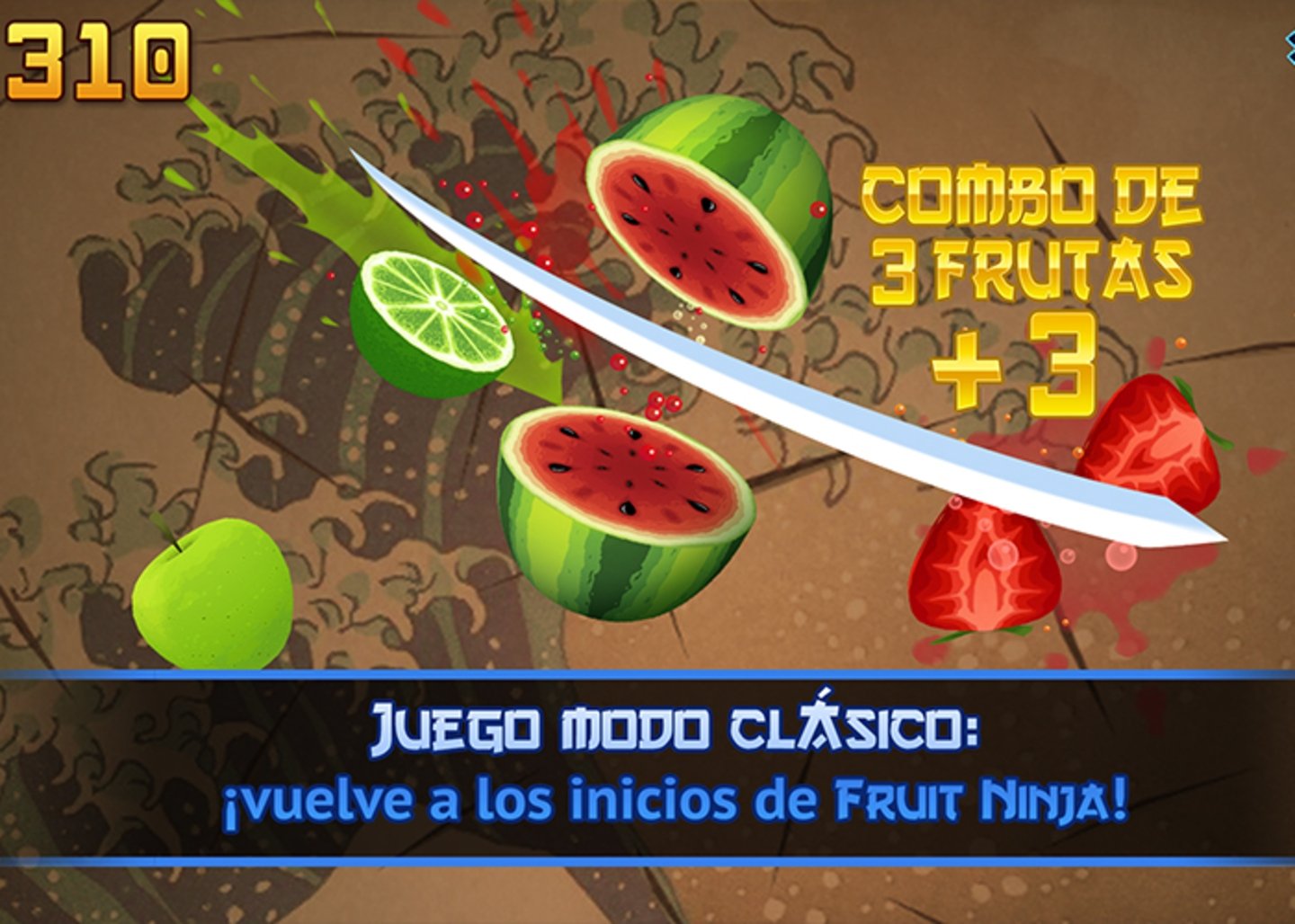 Preparate para cortar y rebanar frutas con estilo en Fruit Ninja Classic.
