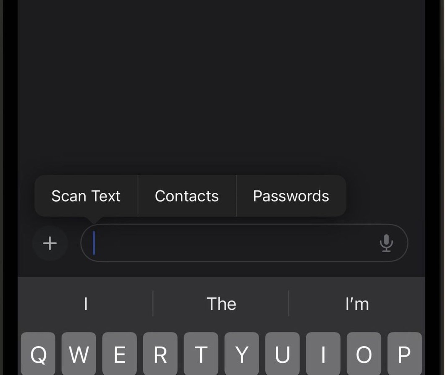 Compartir contactos o contraseñas en campo de texto en iOS 17