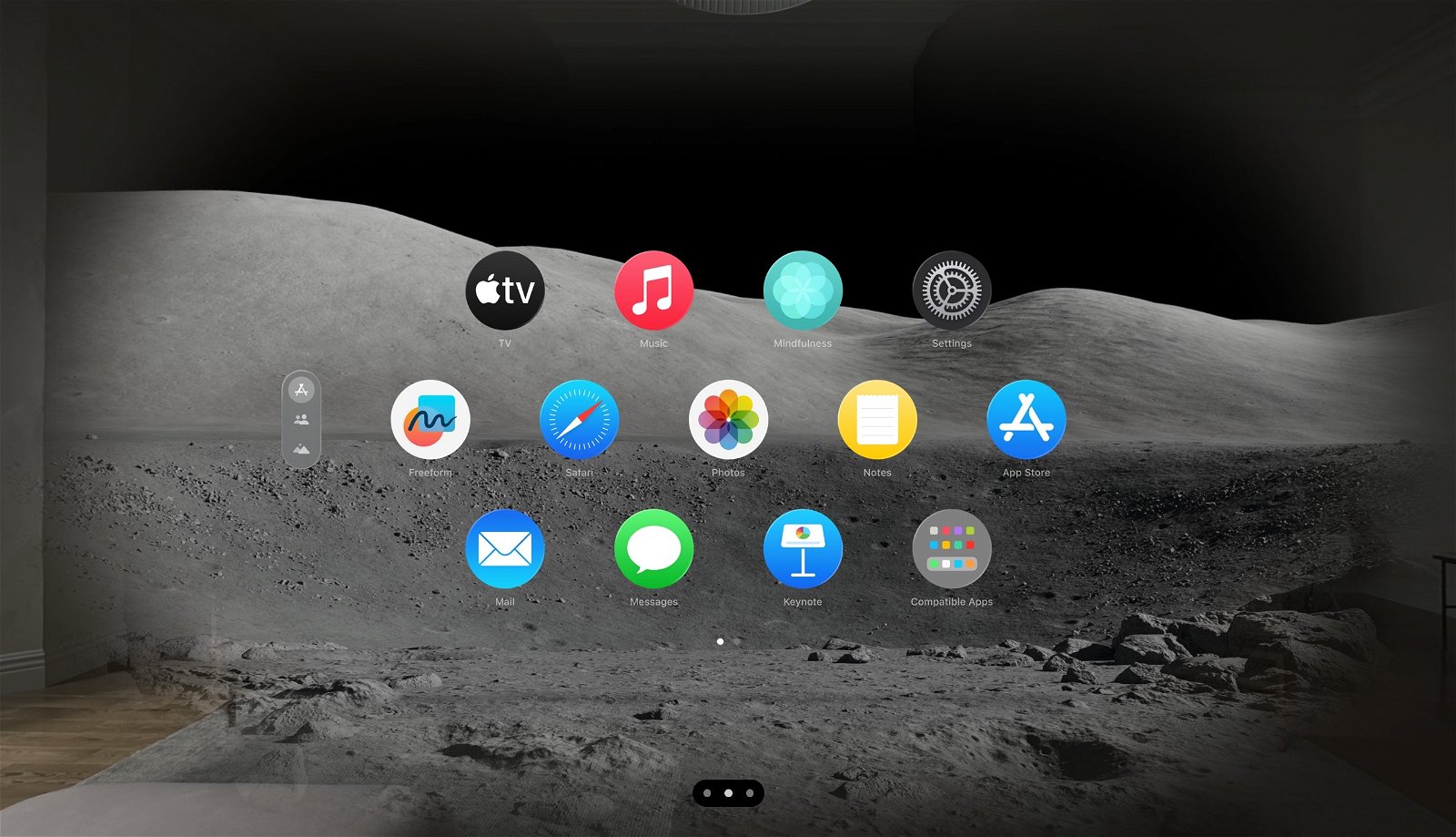 Un paisaje lunar con las apps de Apple Vision Pro