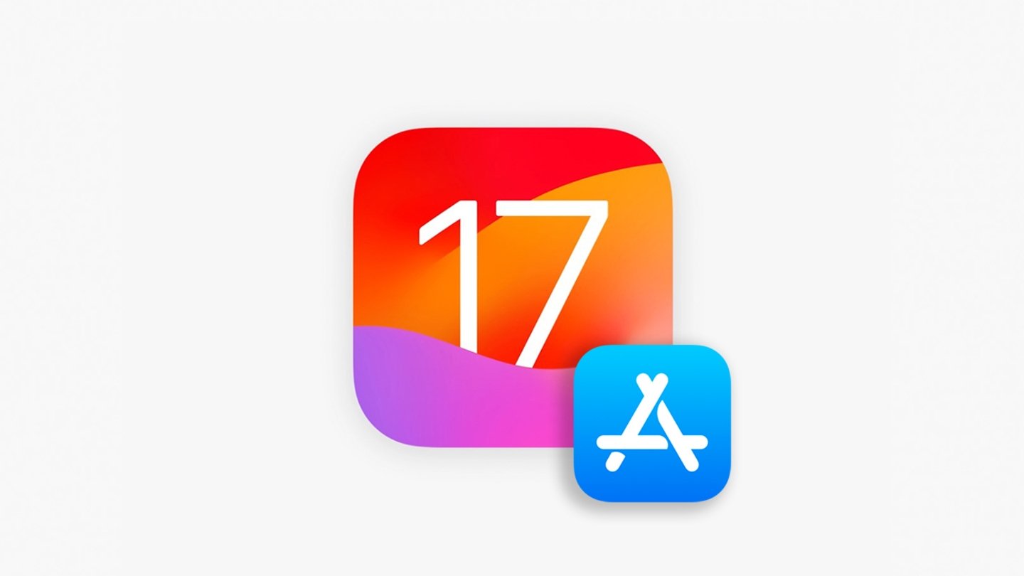 Icono de iOS 17 con un icono pequeño e la App Store