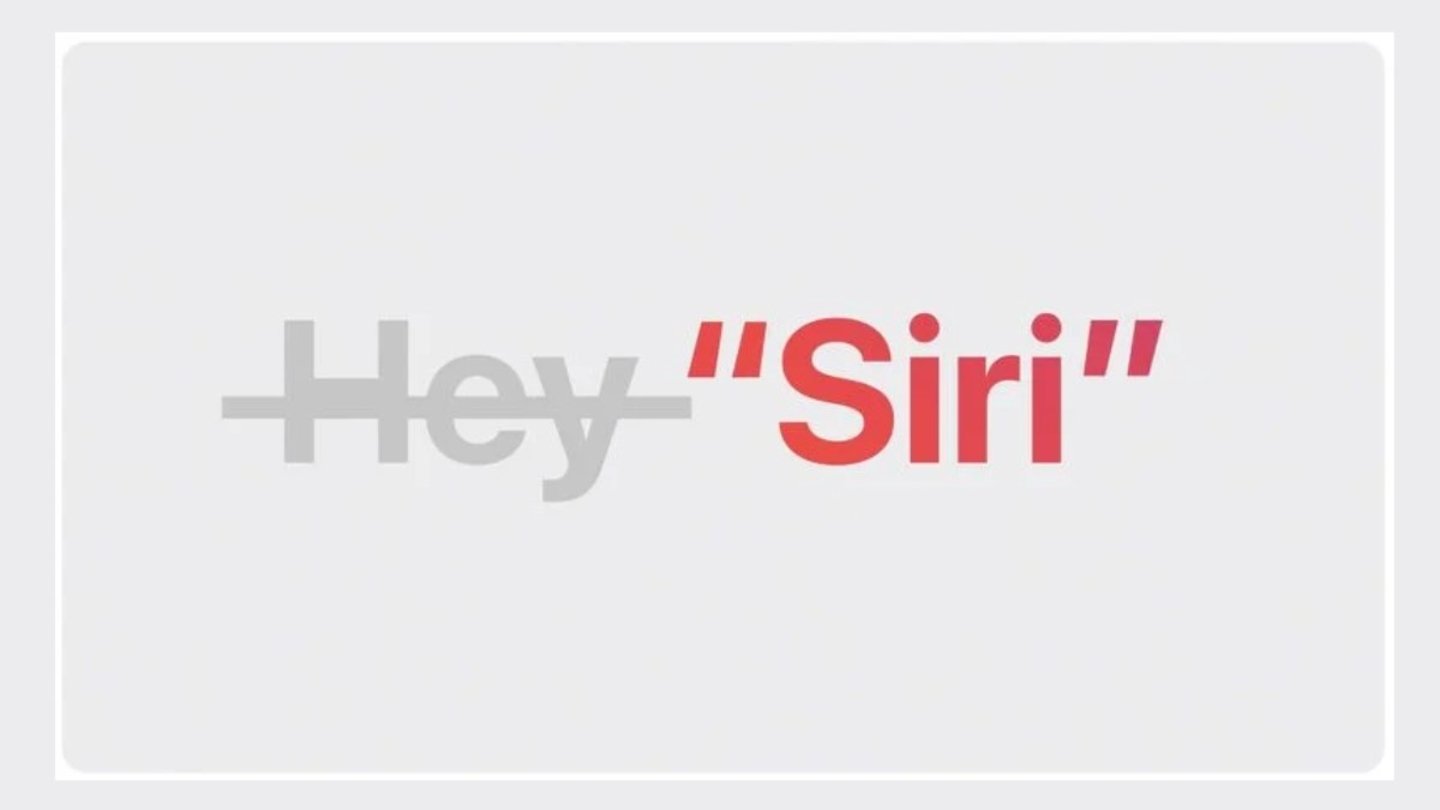 Frase Hey Siri escrito sobre un fondo gris