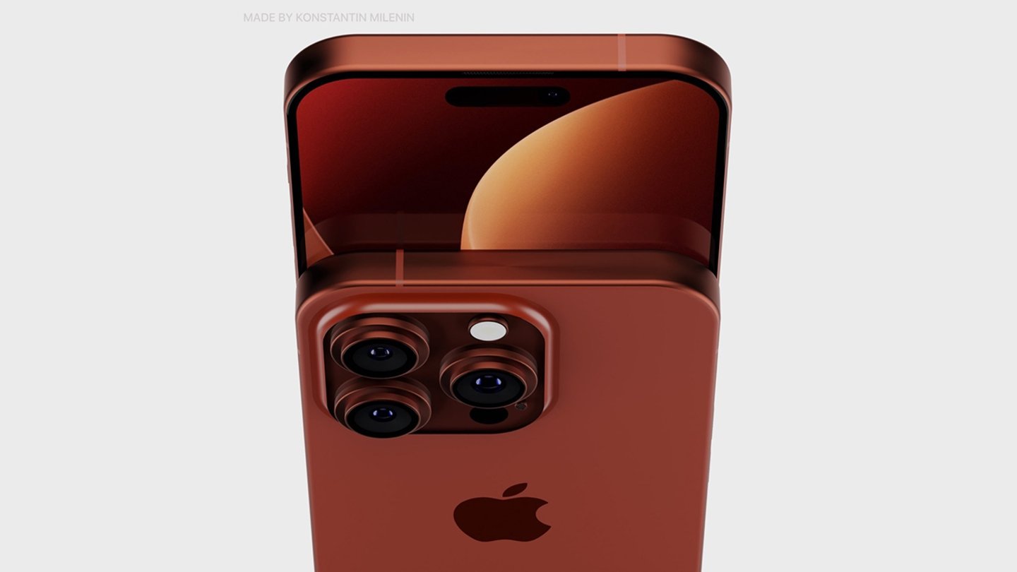 Concepto del iPhone 15 Pro de color rojo
