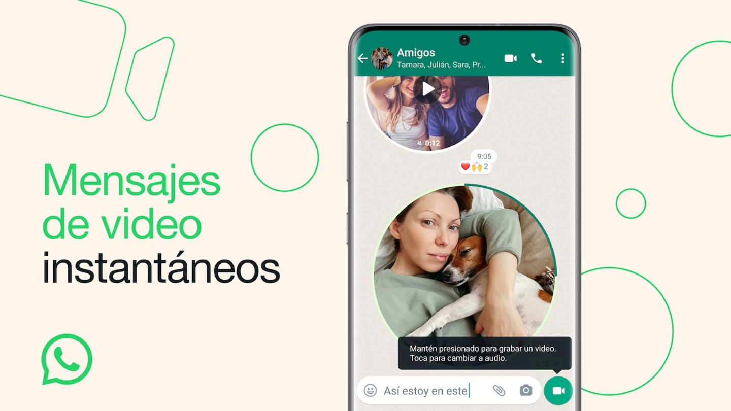 Imagen promocional de los mensajes de vídeo de WhatsApp