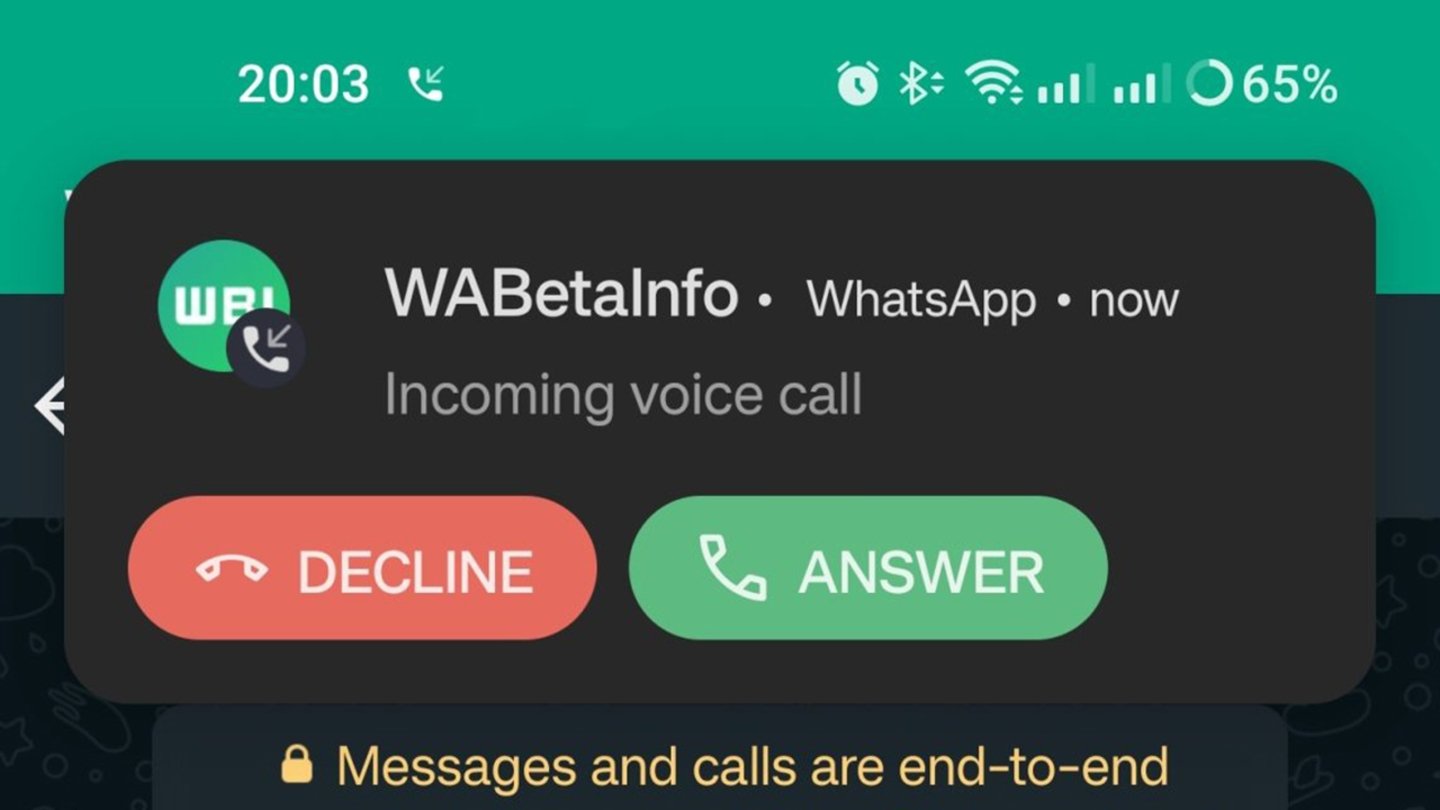 Interfaz de llamadas de WhatsApp