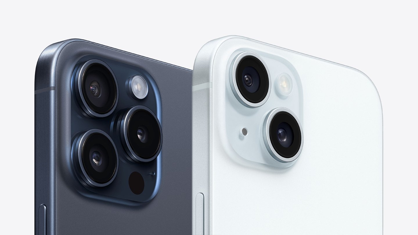 Las cámaras traseras del iPhone 15 Pro y el iPhone 15