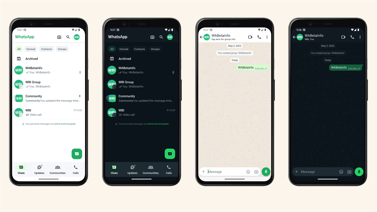 Capturas de pantalla de la nueva interfaz de WhatsApp