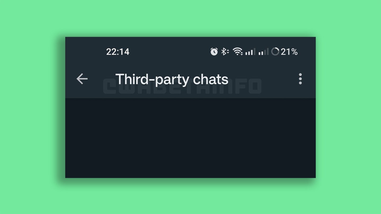 Captura de pantalla de WhatsApp donde se muestra que deberá ser compatible con apps de terceros