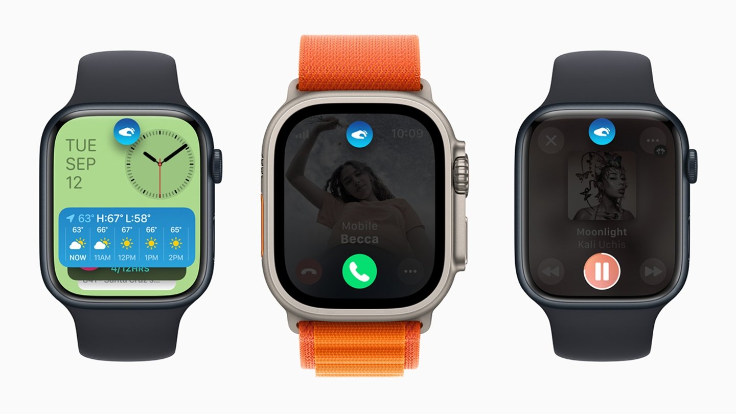 Funciones queCaptura de pantalla de tres Apple Watch