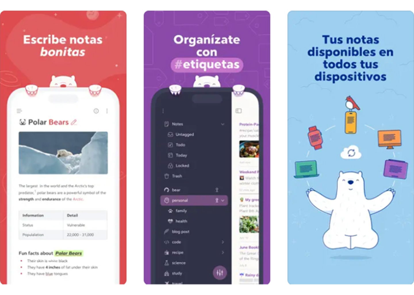 Bear- tu refugio de ideas en un bloc de notas privado