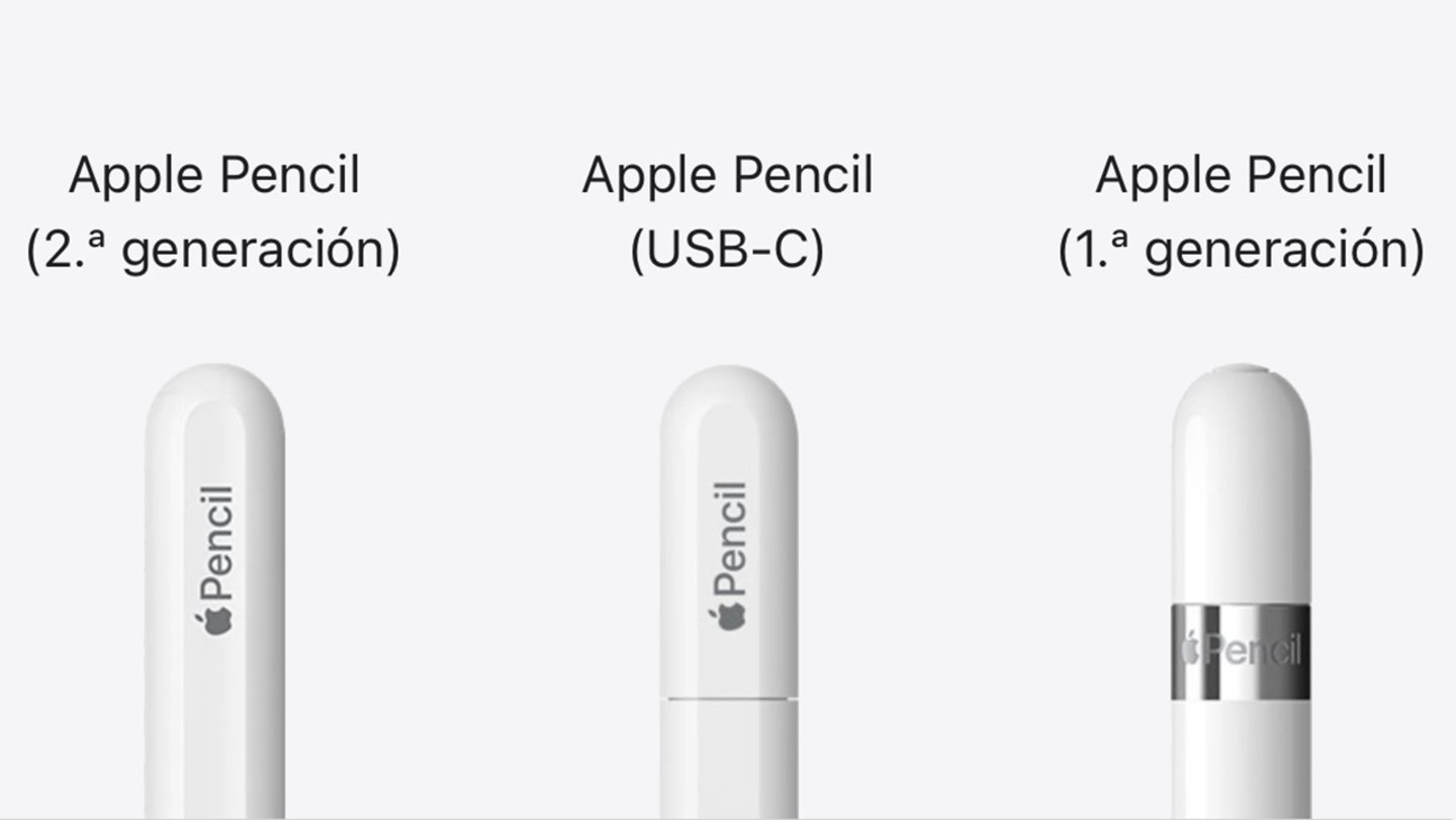 Los tres modelos de Apple Pencil