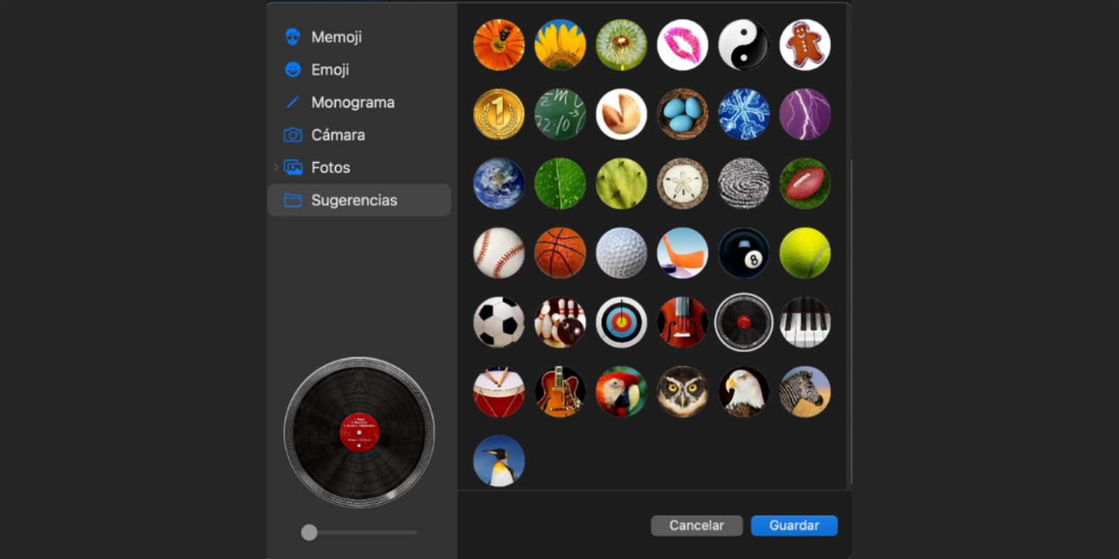 Interfaz macOS con imágenes de perfil