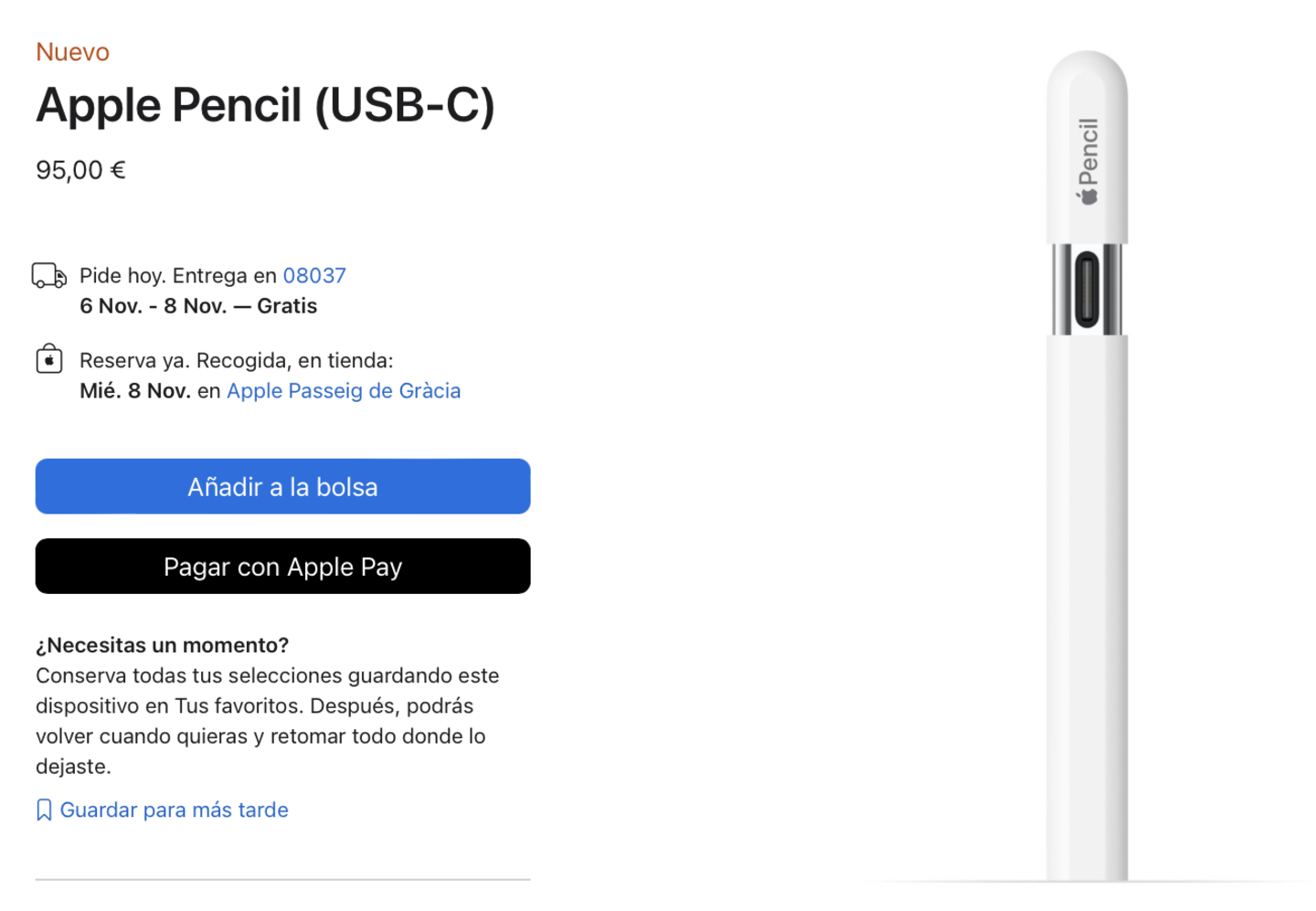 Comprar un Apple Pencil (USB-C) - Apple (ES)