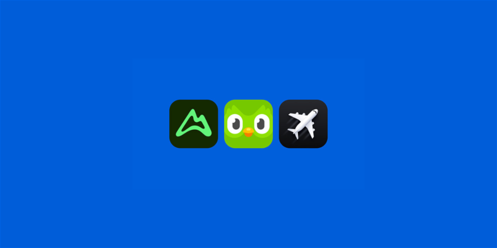 Logos de Duolingo, Alltrails y Flighty, 