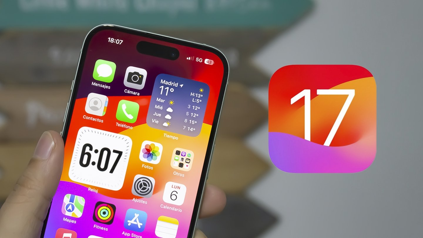 iPhone 15 y el icono de iOS 17