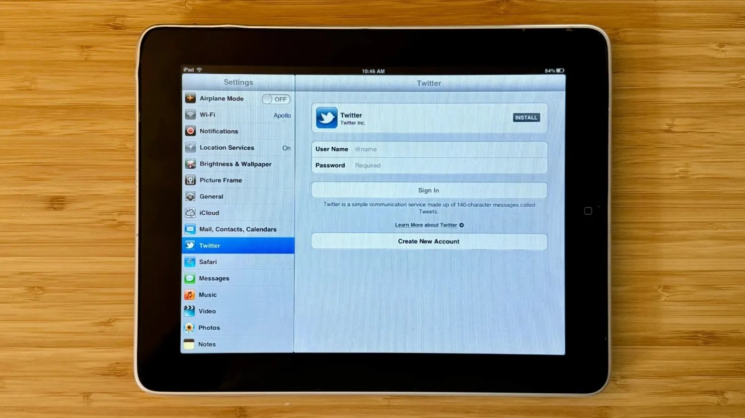 El iPad original con Twitter iOS 5.1.1