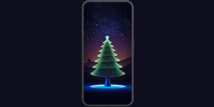 Mobile screen with Christmas tree wallpaper