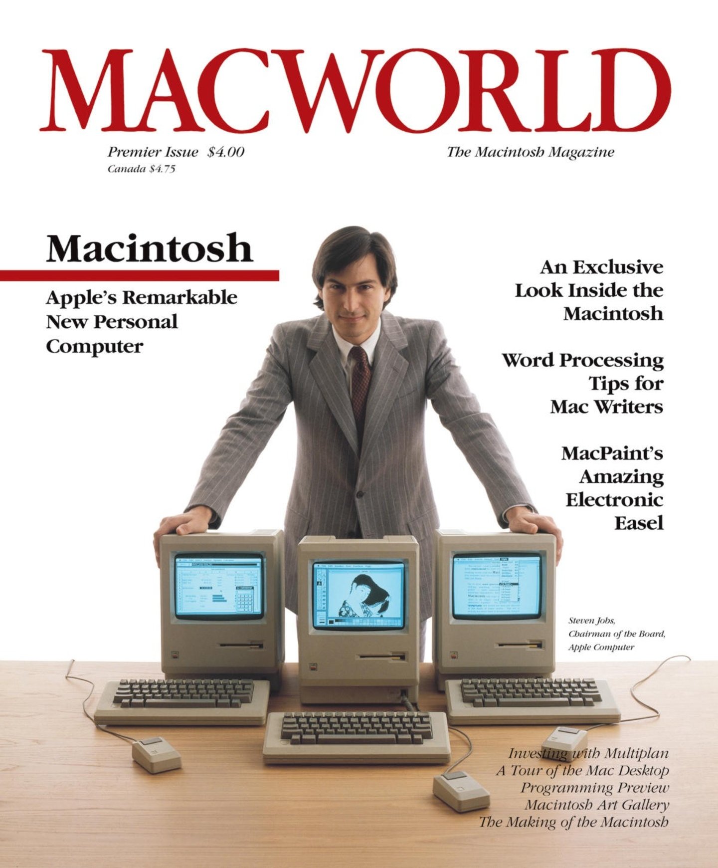 Foto de la portada de Macworld por el lanzamiento del Mac