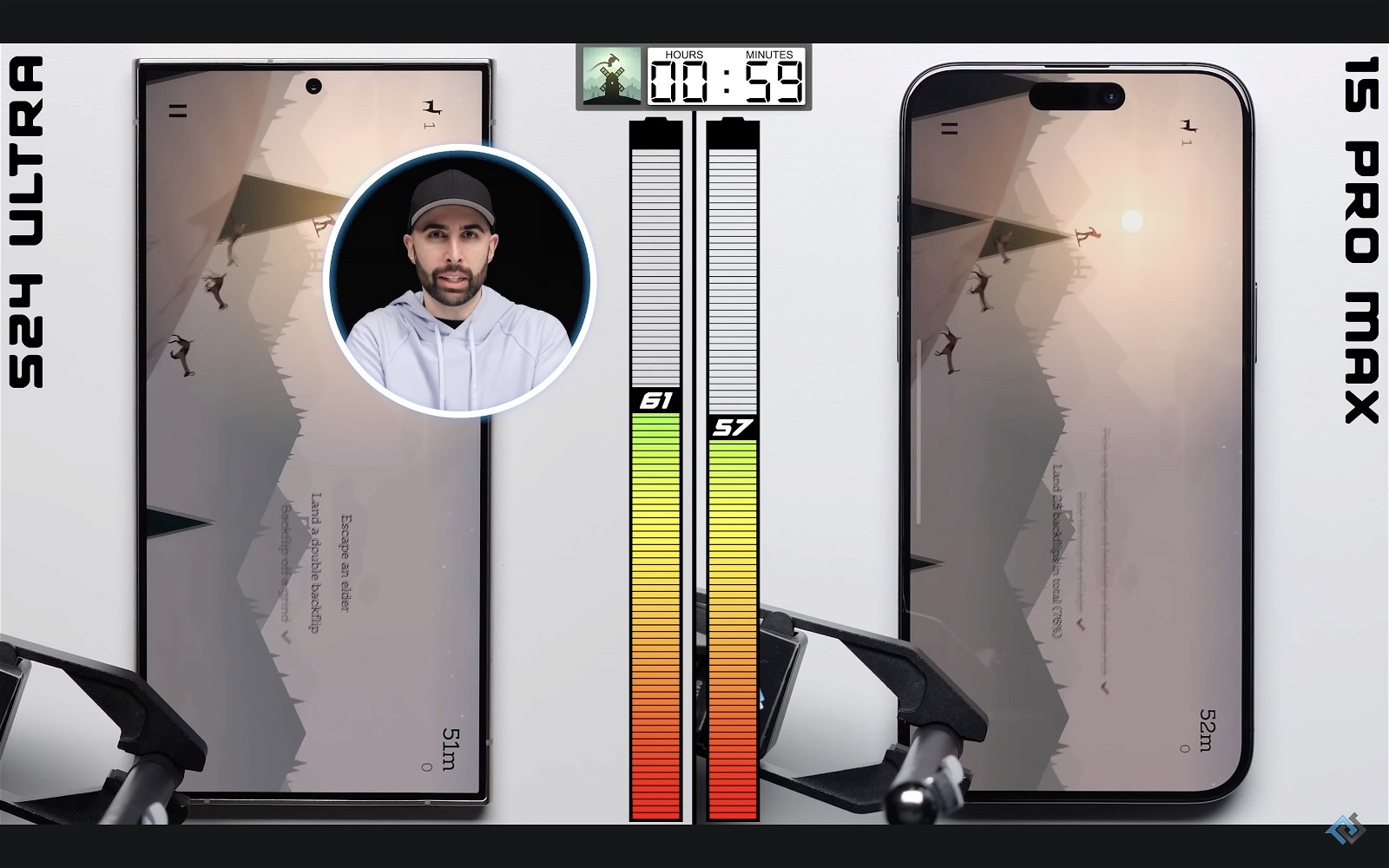 La batería del Galaxy S24 Ultra resiste al inicio de la prueba respecto al iPhone 15 Pro Max